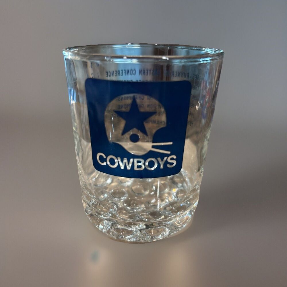 Vintage 1970s Dallas Cowboys Helmet Tumbler Glass Houze Art 3D Blue NFL
